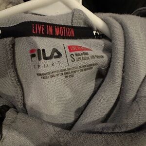 2 fila sport zip up hoodies, black and grey, men’s size small.